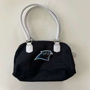 NFL Team Carolina Panthers Mini Duffle Handbag Women Nylon Purse Black Teal